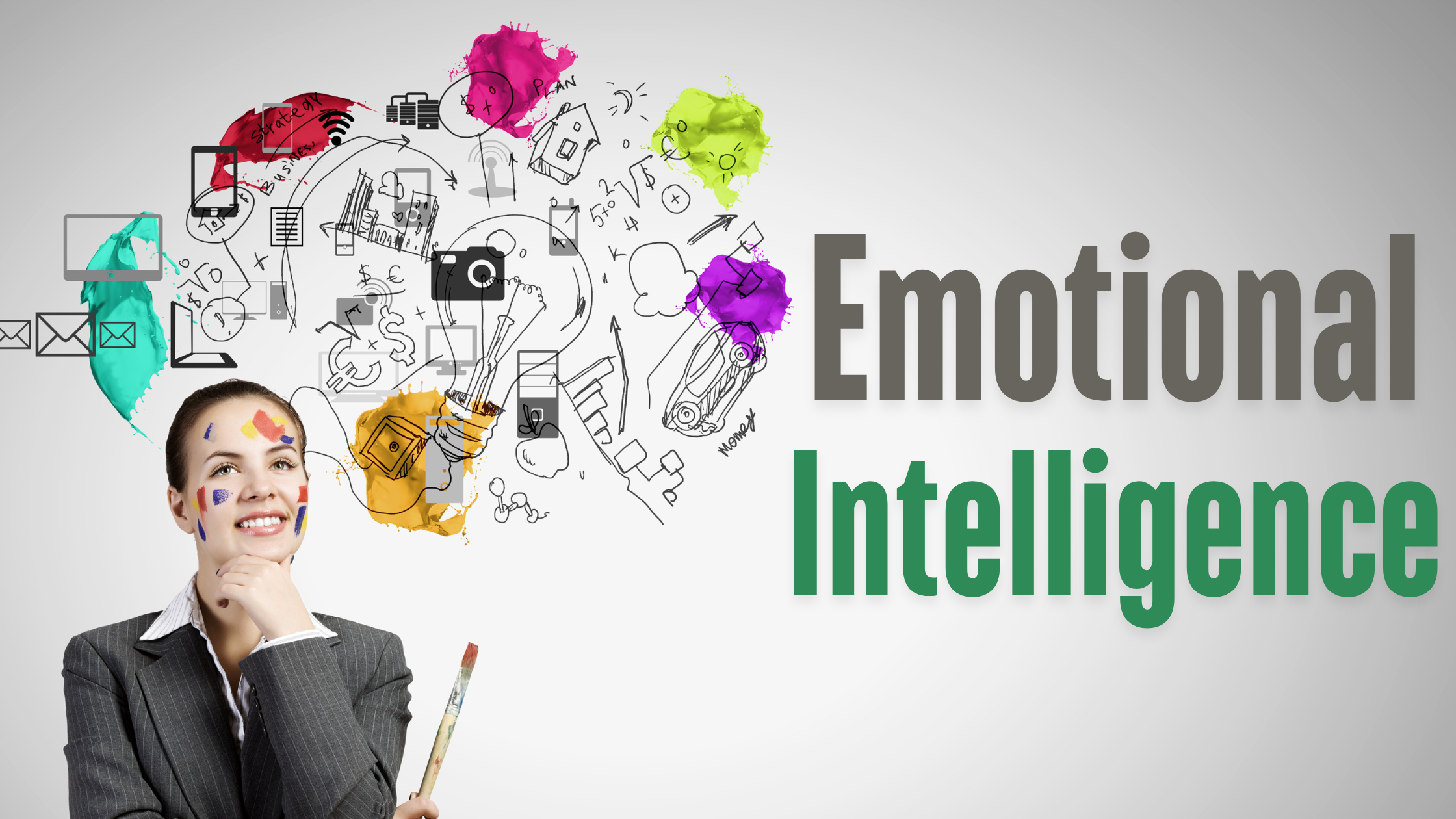 Image shows a corporate executive thinking and depicts emotional intelligence. 